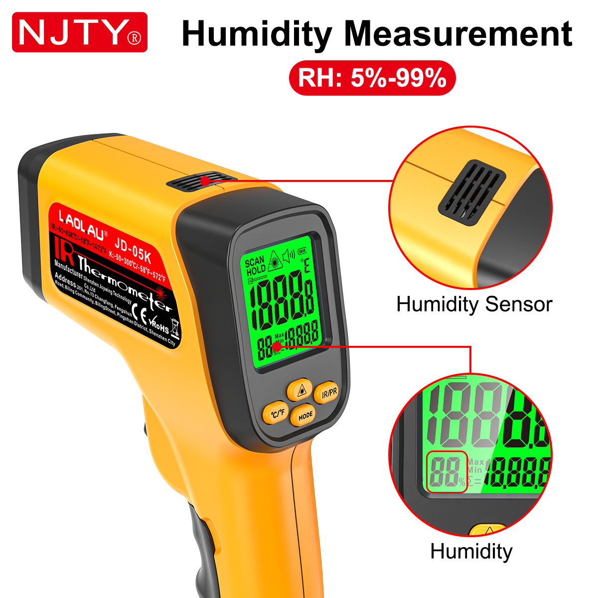 NJTY JD05 JD05K K-Type Infrare – обзор и цена Soap Making Thermometer